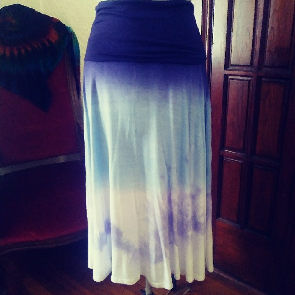 Raviya blue multi color stretch cotton skirt